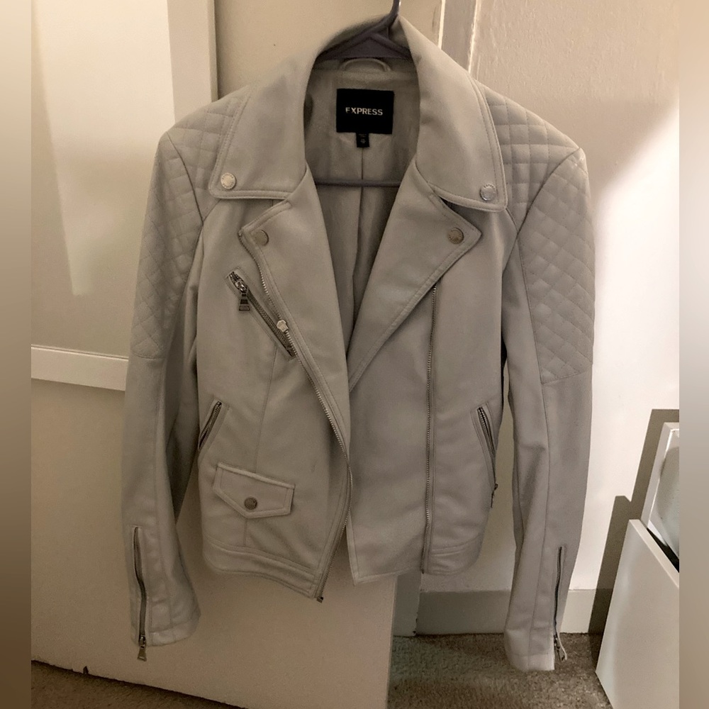 Express light blue leather jacket